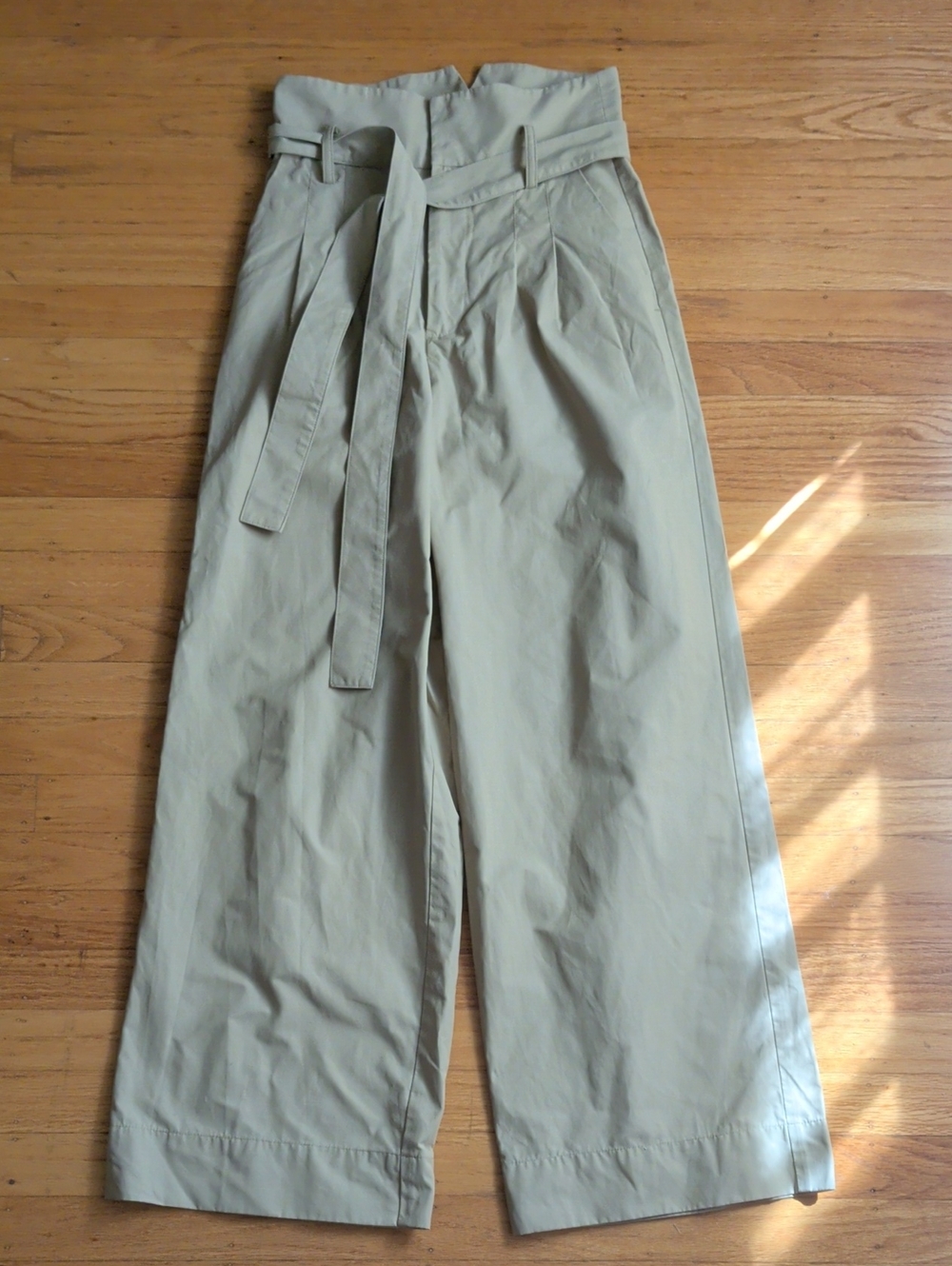 Moussy High-Waist Wide-Leg Pants with Self-Tie Belt